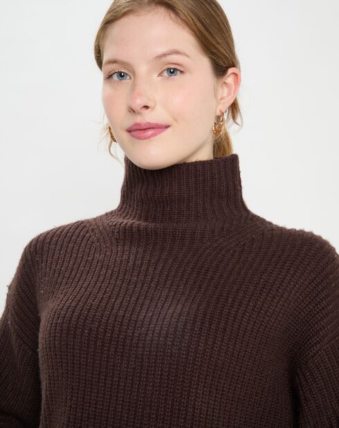 Pull en Laine & Cachemire Sydney marron foncé