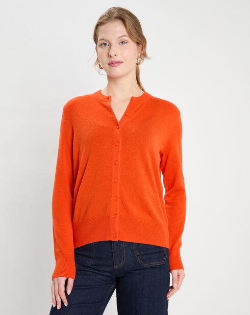 Cardigan 100% Cachemire Zacao orange