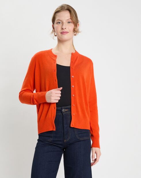 Cardigan 100% Cachemire Zacao orange