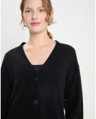 Gilet en Laine & Cachemire Long Poches Tina noir