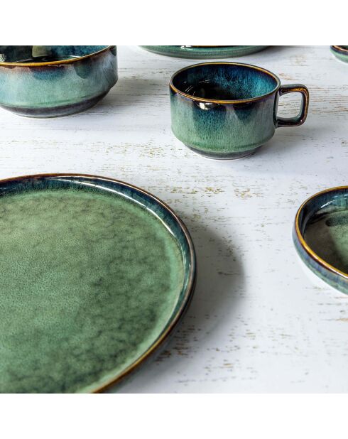 Service de table en Grès Jade vert foncé - 12 pièces