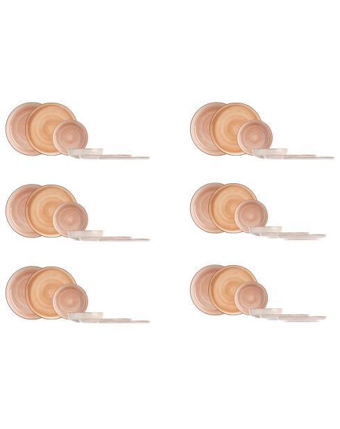 Tafelbesteck aus baltischem Pfirsich-Steinzeug, 18-teilig