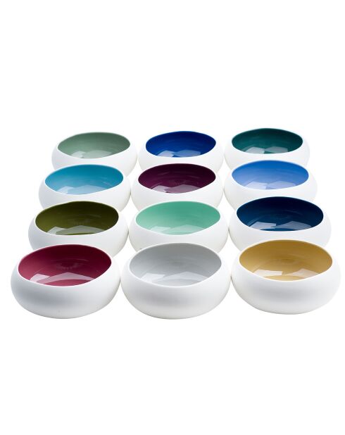 12 Coupes en Porcelaine assorties multicolores - 85 cl