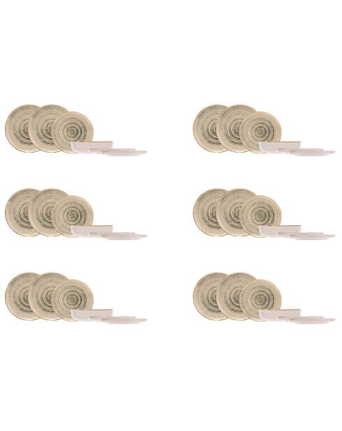 Tafelbesteck aus Steinzeug, baltikgrün, grau, 18-teilig