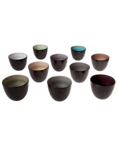 10 Tasses ovales assorties multicolores - 23 cl