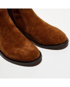 Bottines en Velours de Cuir double boucles marron