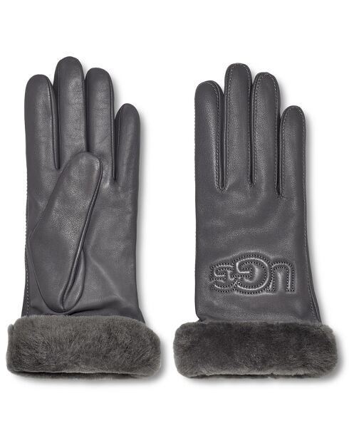 Gants en Cuir doublés Cachemire Classic gris métal