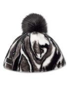 Bonnet en fausse fourrure noir/gris/blanc