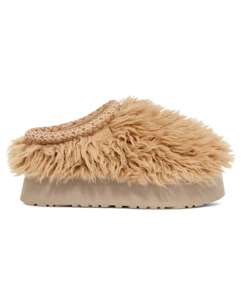 Chaussons en fausse fourrure Fluff Momma beiges