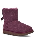 Boots fourrées en Velours de Cuir Mini Bailey prune