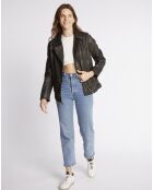 Veste 3/4 en Cuir Jamila noir patine