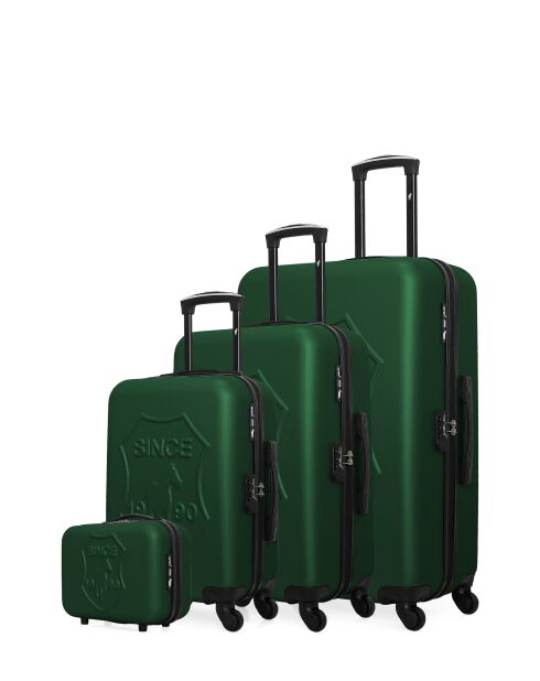 3 maletas + tocador 4 ruedas Damon-C 75/65/55/30 cm verde oscuro