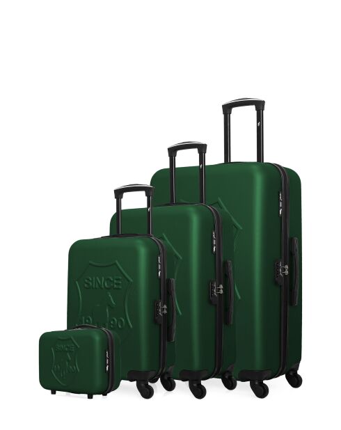 3 Valises + Vanity 4 roues Damon-C 75/65/55/30 cm vert foncé
