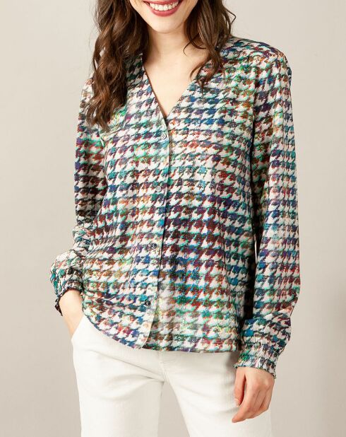 Blouse Violetta pied de coq multicolore