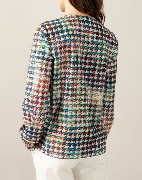 Blouse Violetta pied de coq multicolore