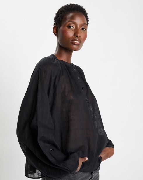 Blouse en Coton Bio Voile Toscane noire