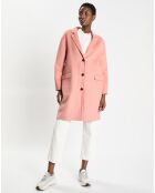 Manteau en Laine mélangée Double Fa Claudel rose clair