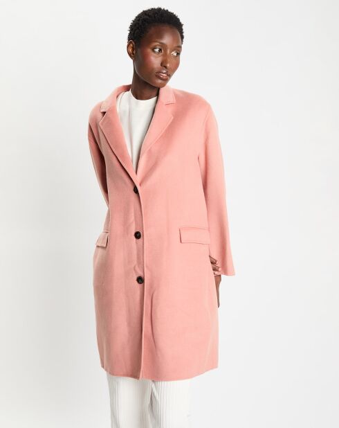 Manteau en Laine mélangée Double Fa Claudel rose clair