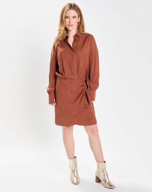 Robe mini Portefeuille Selma marron moyen