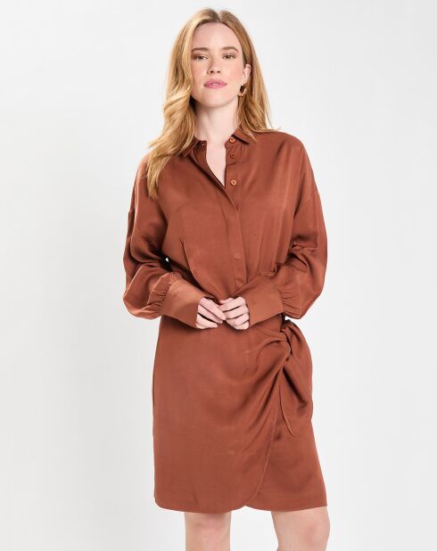 Robe mini Portefeuille Selma marron moyen