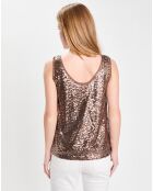 Top Paillettes Tess marron