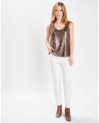 Top Paillettes Tess marron