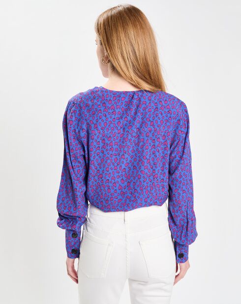 Blouse Print Tori bleu/violet