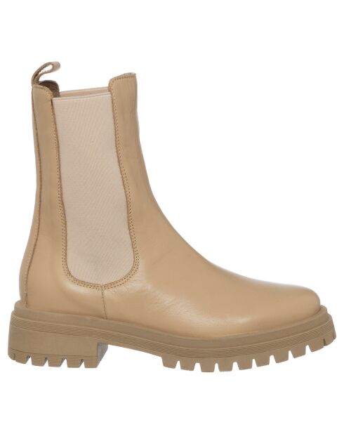 Chelsea Boots en Cuir Oumaima beiges - Talon 4.5cm