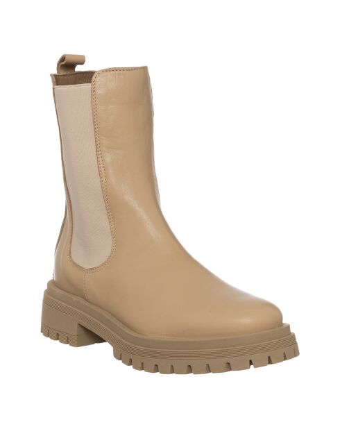 Chelsea Boots en Cuir Oumaima beiges - Talon 4.5cm