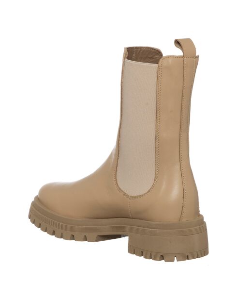 Chelsea Boots en Cuir Oumaima beiges - Talon 4.5cm
