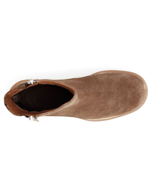 Boots en Velours de cuir Sofia camel