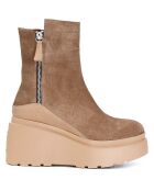 Boots en Velours de cuir Sofia camel