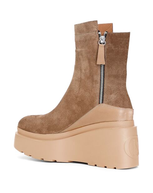 Boots en Velours de cuir Sofia camel