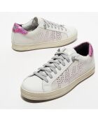 Baskets en Cuir John blanc/rose