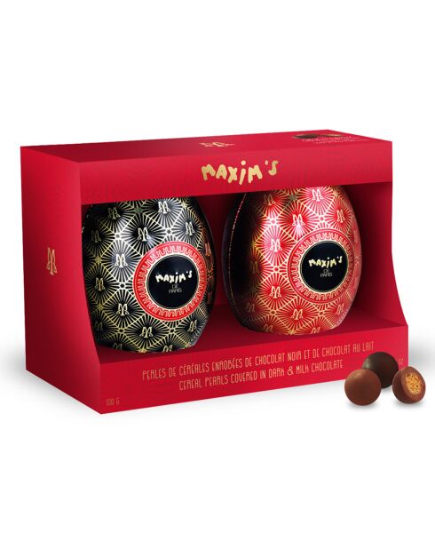 Etui de 2 mini ufs métal Perles de céréales chocolat 100 gr