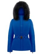 Veste de ski Stretch fausse fourrure bleue