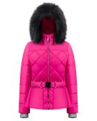 Veste de ski satinée fausse fourrure rose