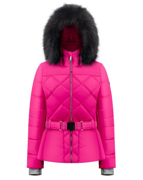 Veste de ski satinée fausse fourrure rose