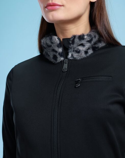 Gilet Interlock Fleece léopard noir