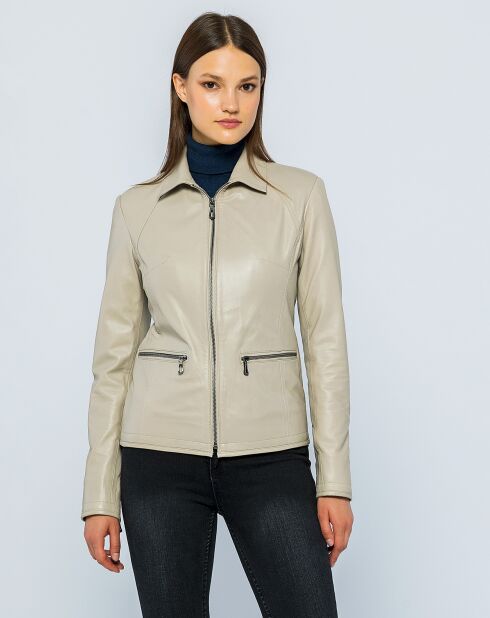 Veste en Cuir Paola beige