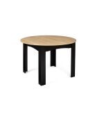 Table repas extensible Dina 120-160cm plateau rond et pieds noirs