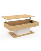 Table basse Tania avec plateau relevable bois et pieds blanc L110cm
