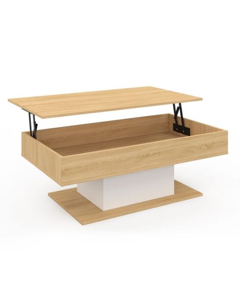 Table basse Tania avec plateau relevable bois et pieds blanc L110cm