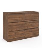 Commode Tom 6 tiroirs effet bois noyer