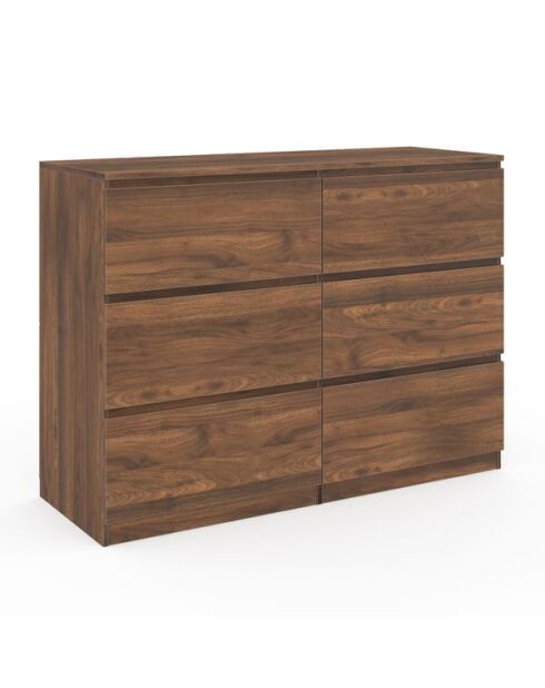 Commode Tom 6 tiroirs effet bois noyer
