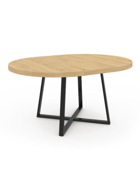 Table repas extensible Sana 120-160cm plateau rond et pieds noirs