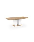 Table repas extensible Ezra 160-200cm plateau bois et pieds central blanc