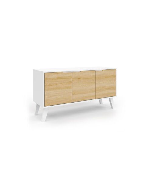 Buffet Vigo 3 portes blanc et bois L113cm