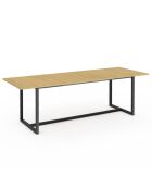 Table repas extensible Memphis 200-250cm plateau bois et pieds noirs