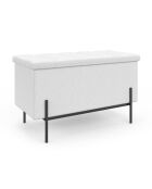 Banc coffre Loan en bouclette blanche et pieds noirs 76cm